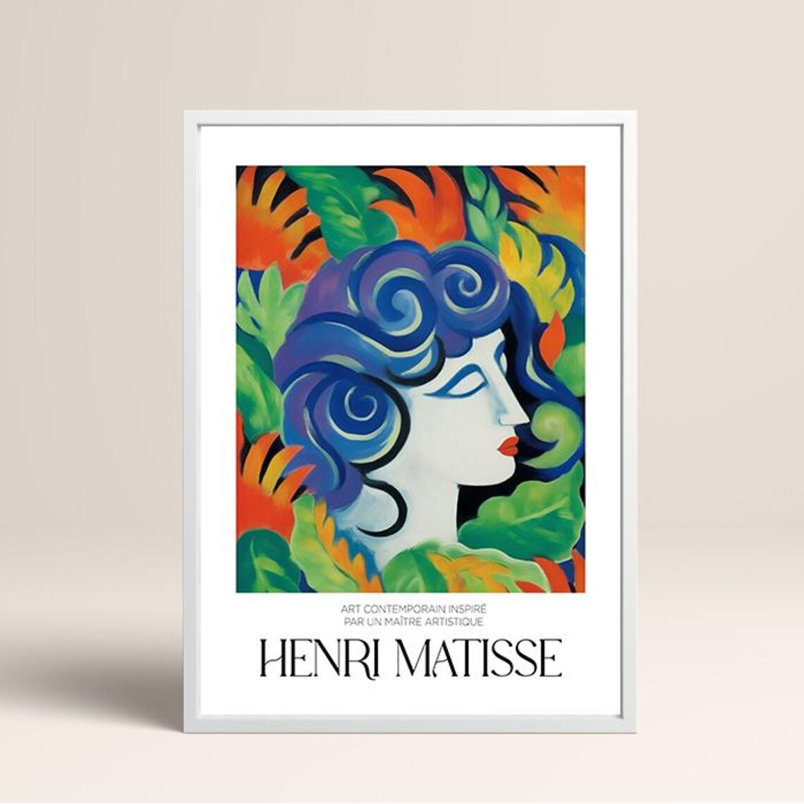 Henri Matisse Blue Hair Woman Tropical Foliage Art Poster Style