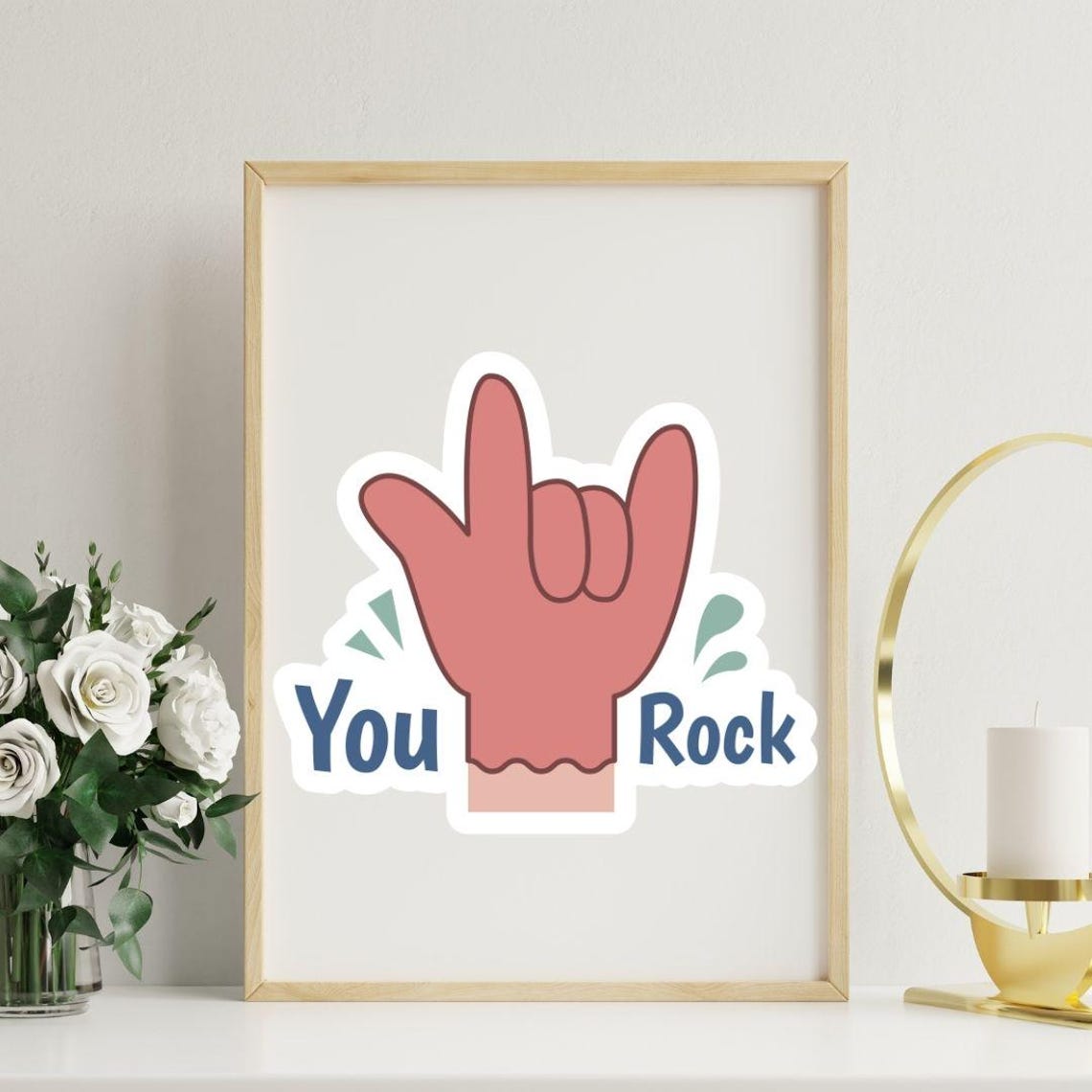 You Rock Motivational Positive Posters Trendy Retro Art Bar Decor Print Gift