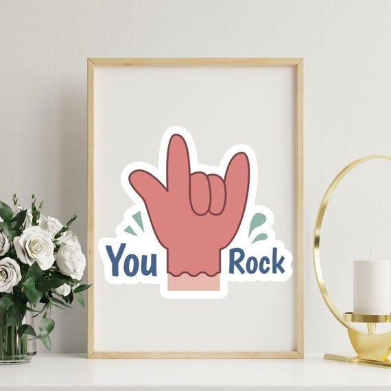 You Rock Motivational Positive Posters Trendy Retro Art Bar Decor Print Gift