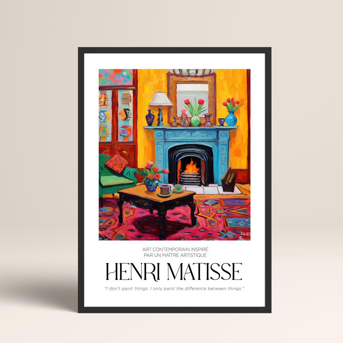 Henri Matisse Style Cozy Fireplace Interior Artist Quote Poster - Image 3