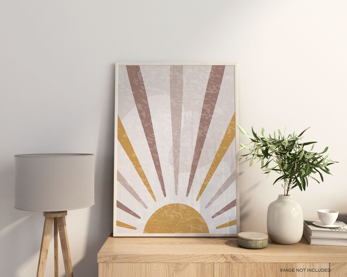 Abstract Sun Rising Mauve Gold Rays Minimalist Sunrise Poster - Image 3