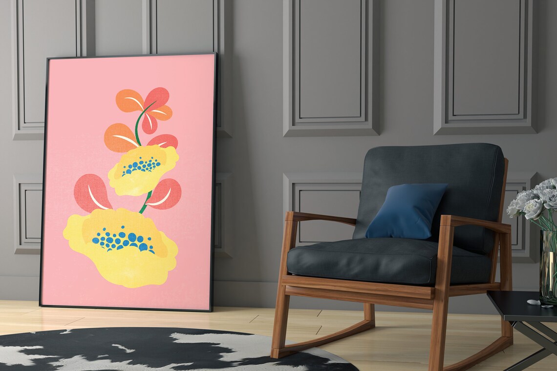 Abstract Soft Pink Floral Blooms Modern Botanical Style Art Print - Image 3