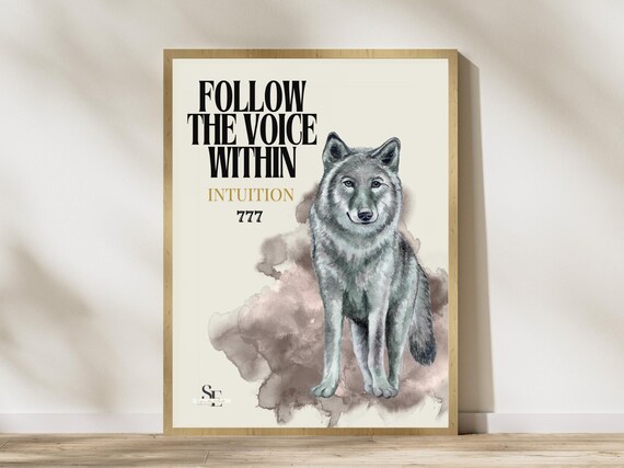 Wolf Spirit Animal Wall Art Intuition Inner Wisdom Poster Totem Print