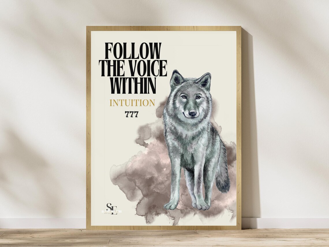 Wolf Spirit Animal Wall Art Intuition Inner Wisdom Poster Totem Print