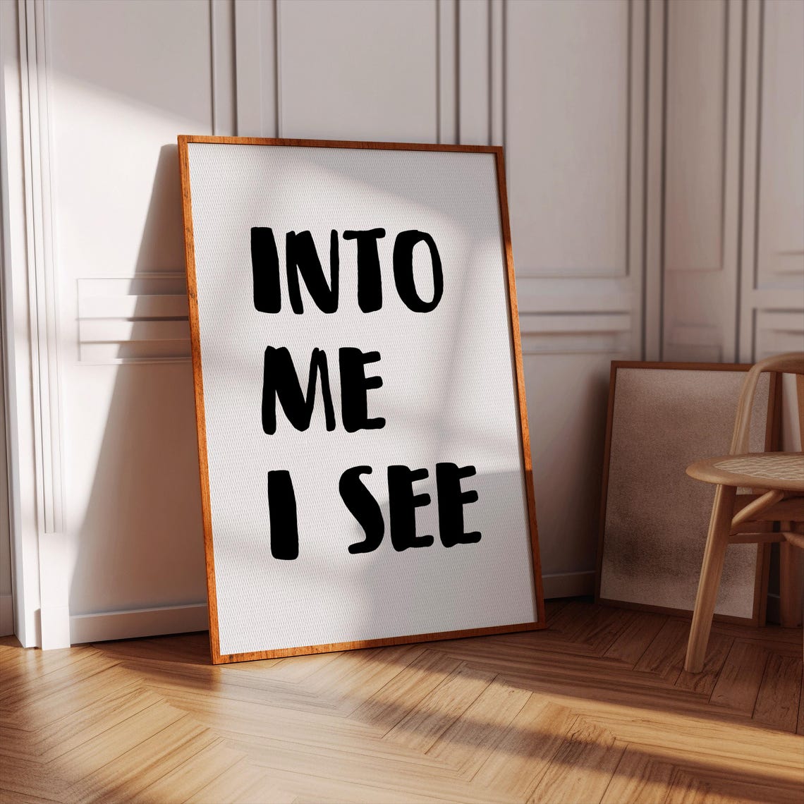 Into Me I See Intimacy Clever Wordplay Hand Lettered Quote Poster