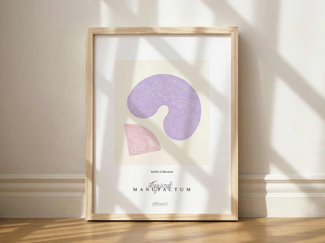 Japandi Scribble Abstract Purple Pink Modern Minimalist Art Print