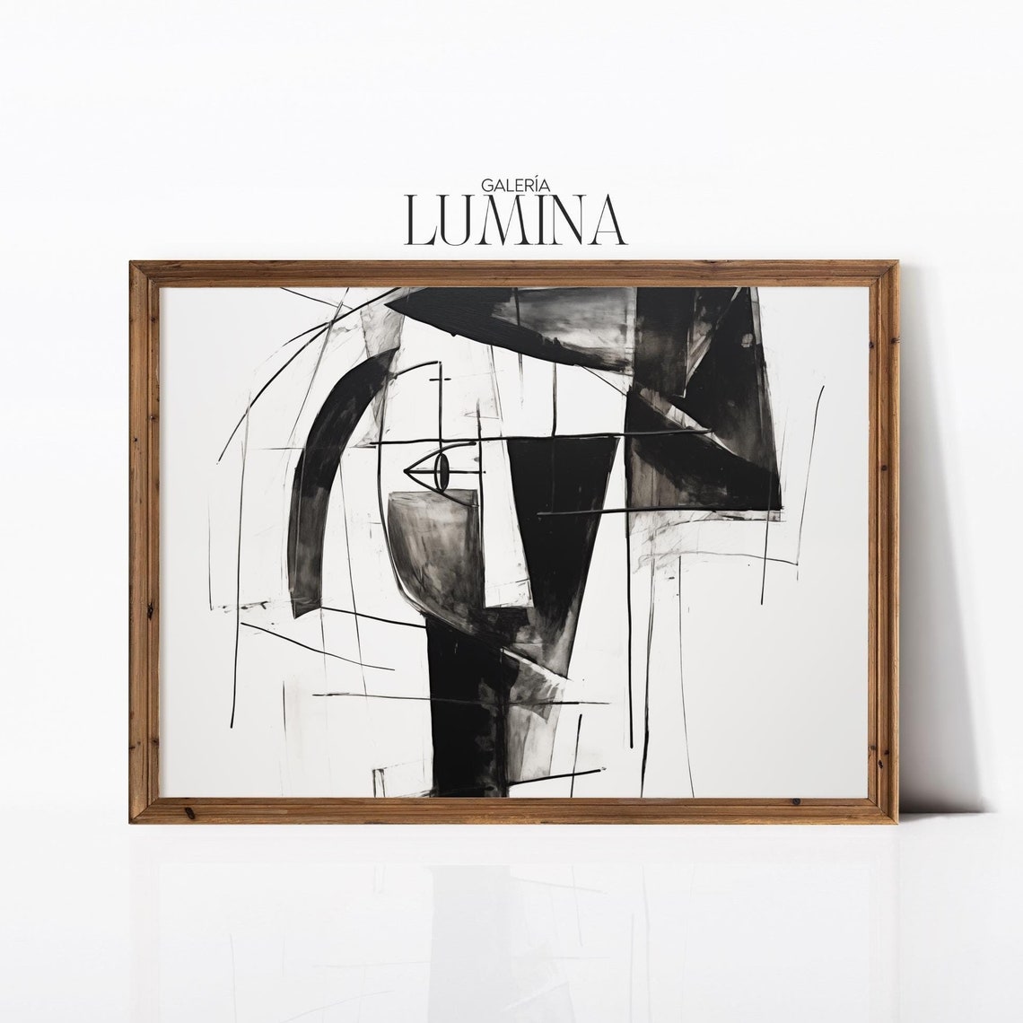 Abstract Ink Face Drawing Neo Expressionist Black Line Art Poster