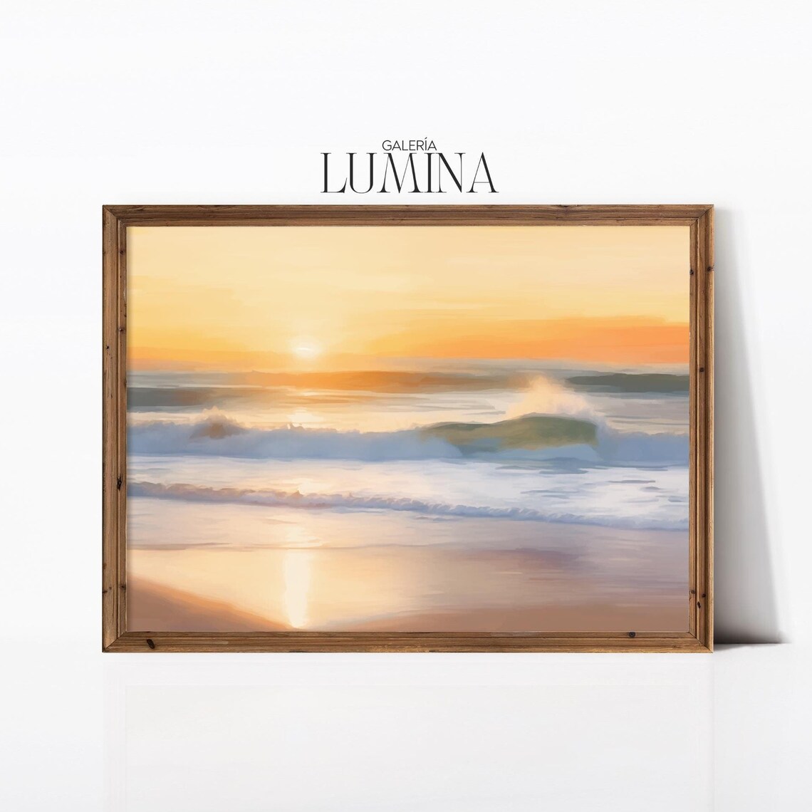 Beach Sunrise Impressionist Painting Ocean Waves Golden Morning Poster