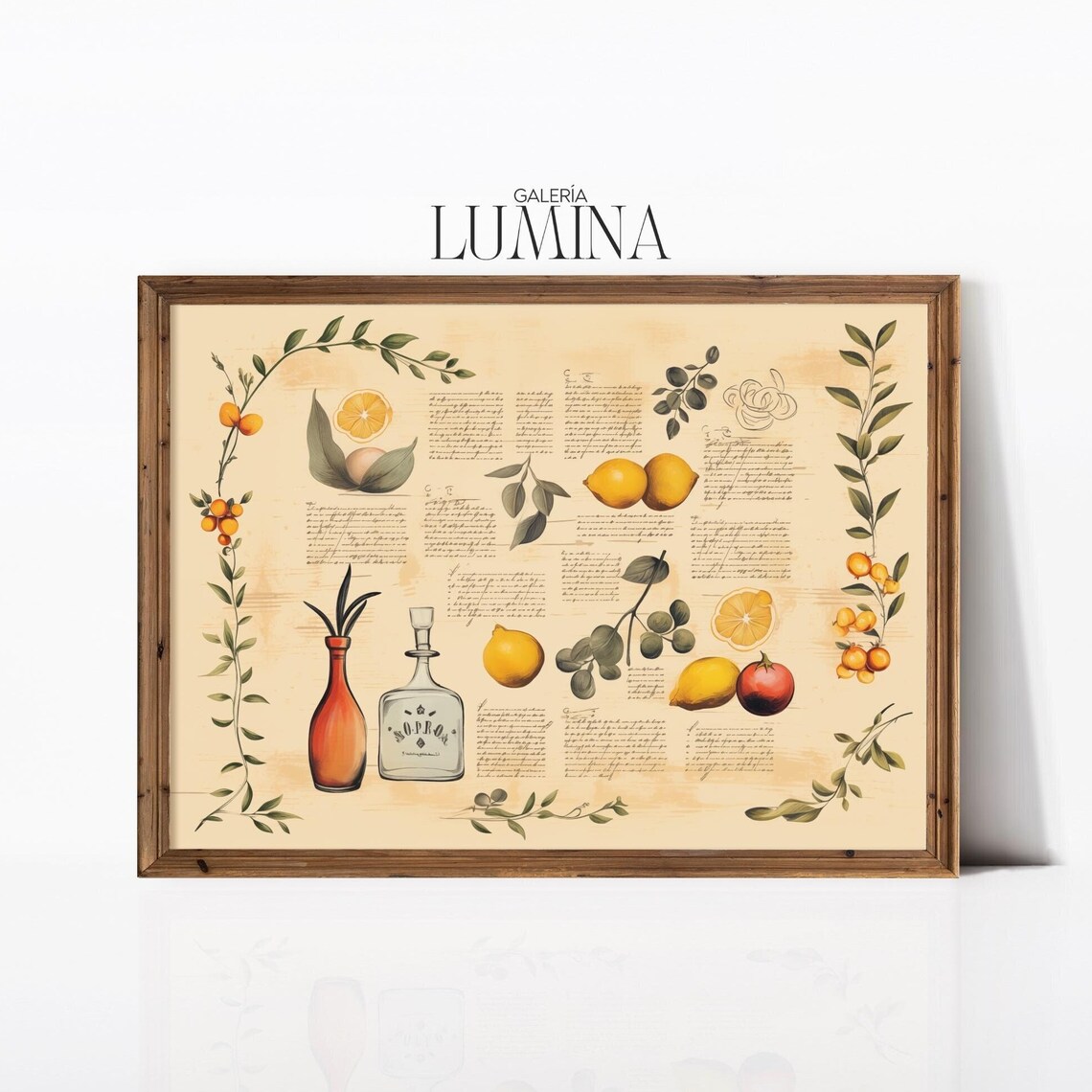 Vintage Lemon and Citrus Botanical Journal Illustration Poster