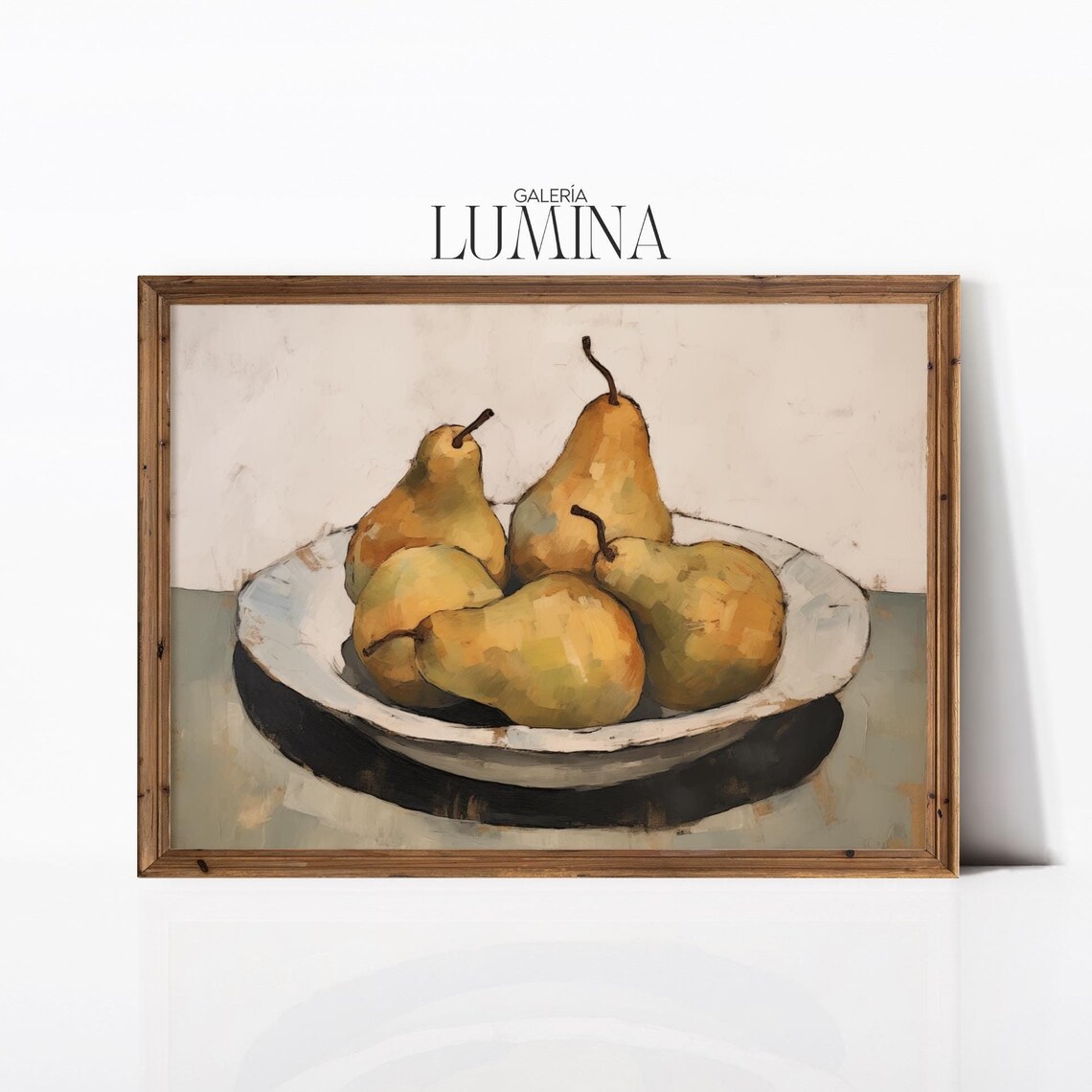 Expressionist Pears Still Life, Kitchen Shelf Art Print
