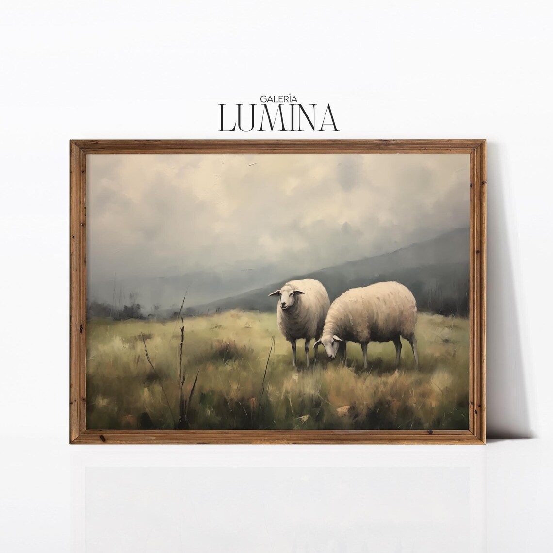 Sheep Eating Grass Vintage Farmhouse Art Print