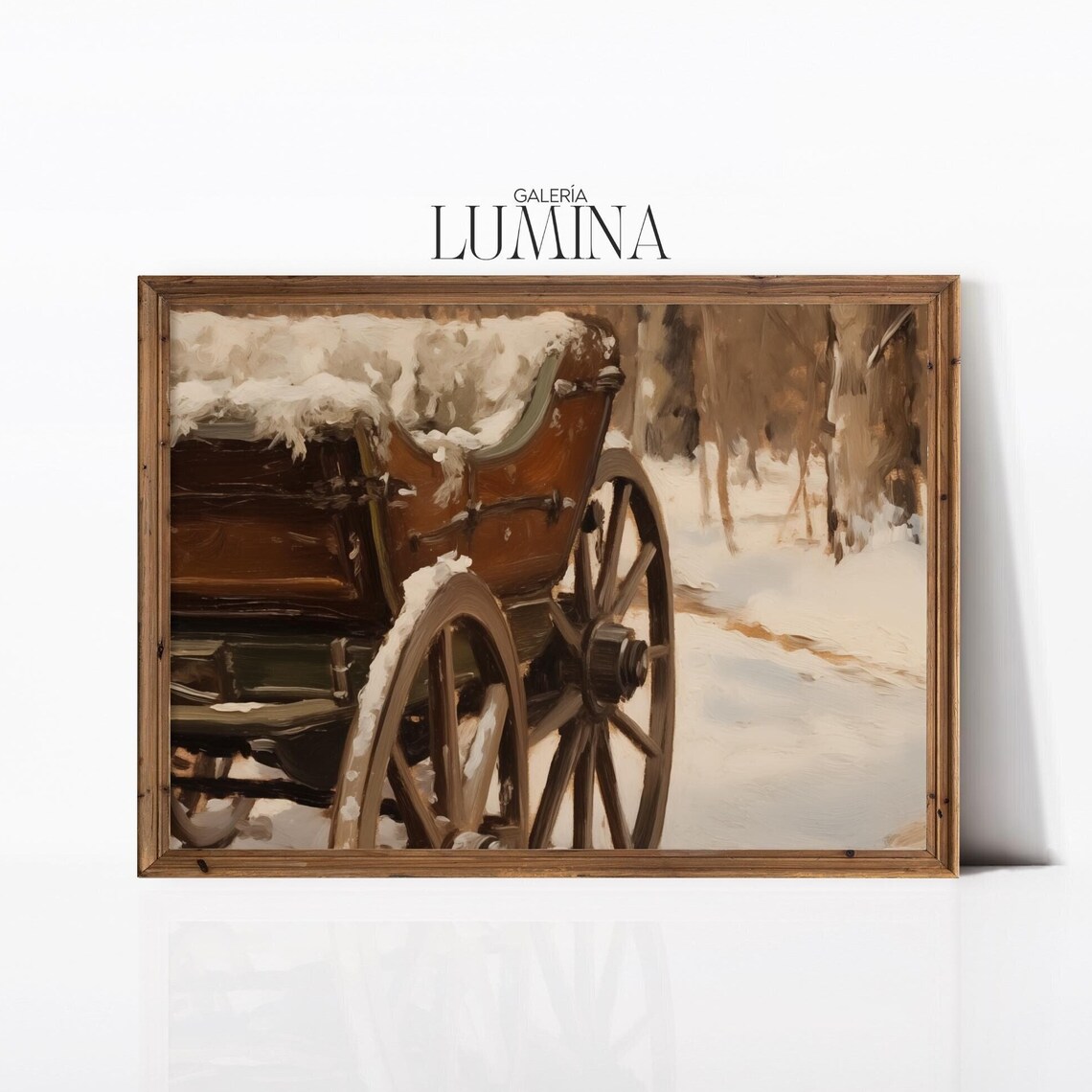 Snow Covered Horse Drawn Carriage Wheel Winter Close-Up Poster