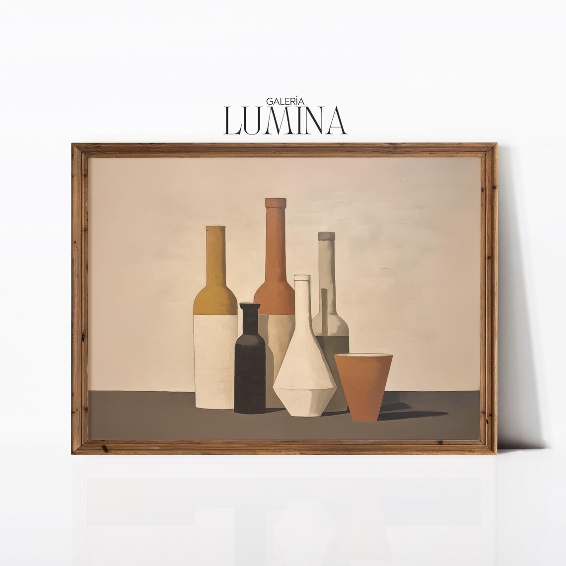 Minimalist Bottles Still Life Neutral Tones Contemporary Art Poster