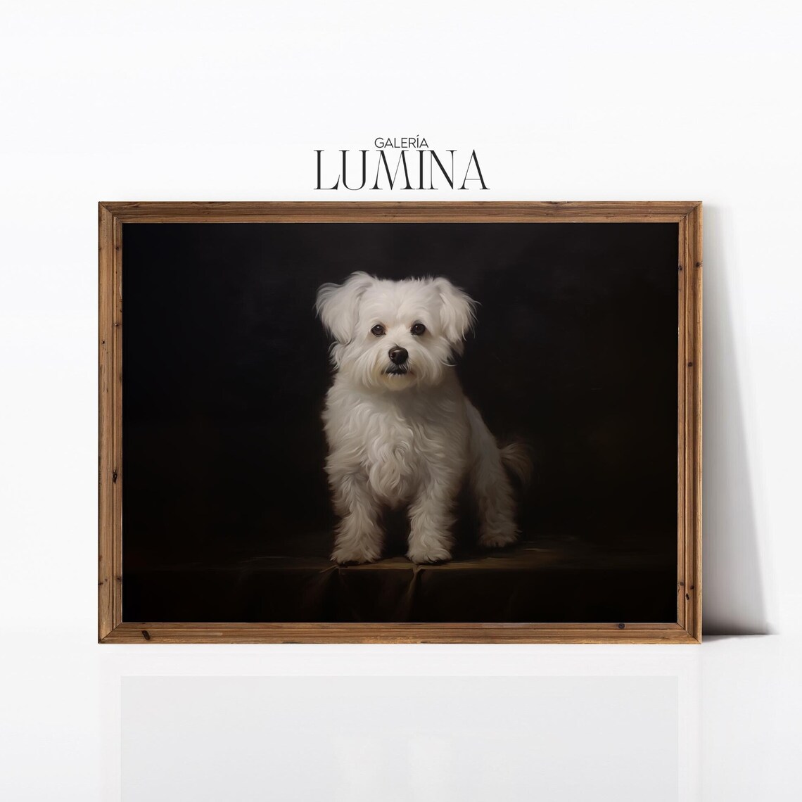 Maltese Terrier Portrait, Minimalist Oil Painting Print