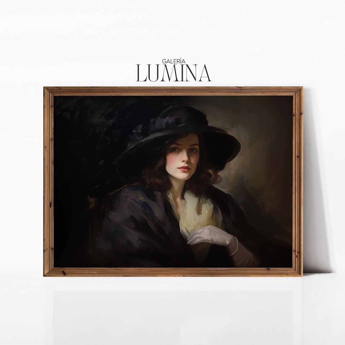 Victorian Woman Portrait, Moody Dark Academia Art Print
