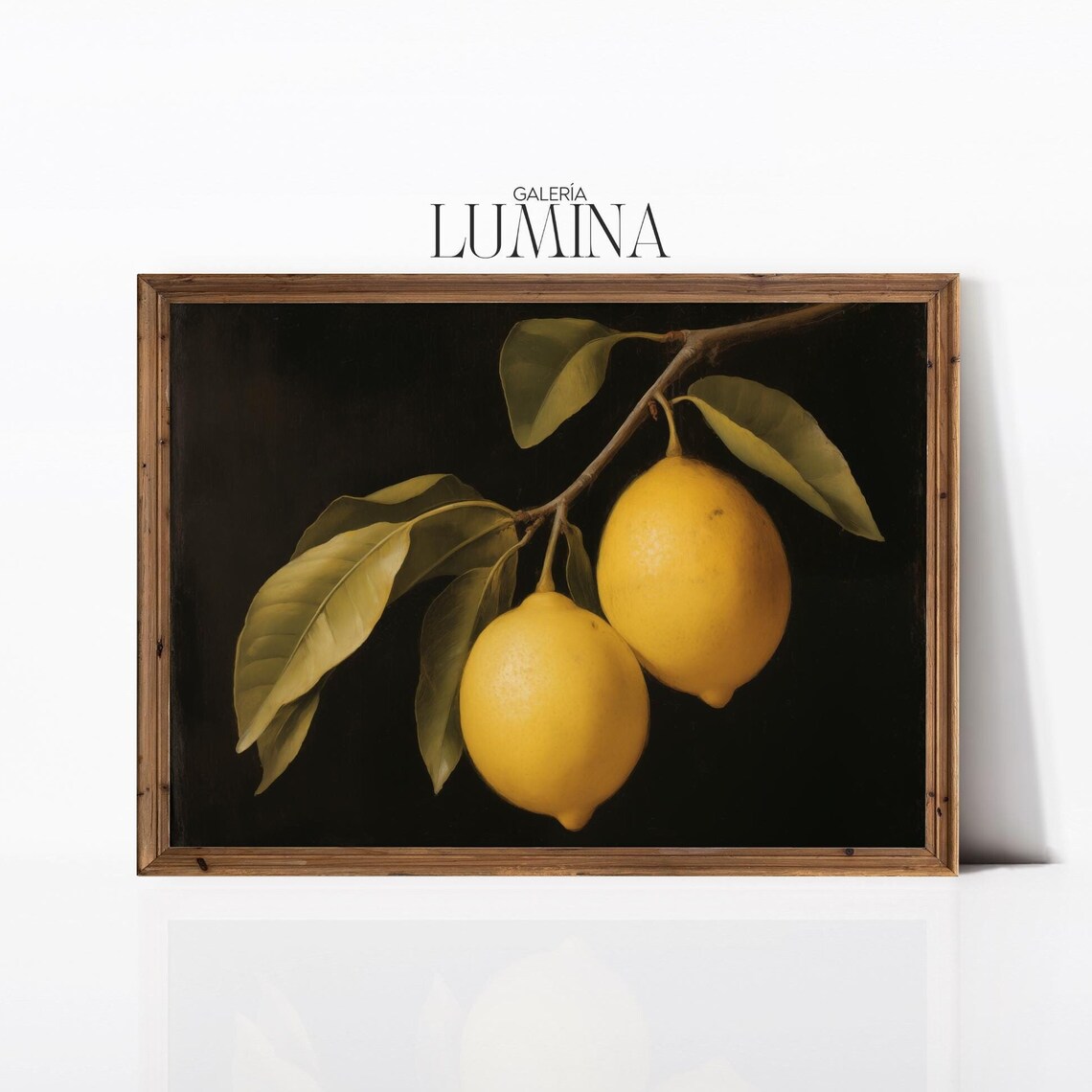Moody Lemon Oil Painting, Vintage Citrus Art Print
