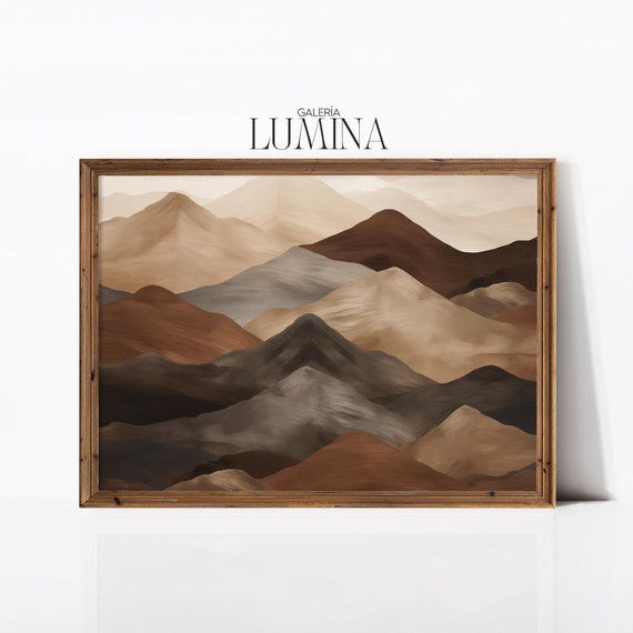 Brown Tones Abstract Mountain Art Print, Contemporary