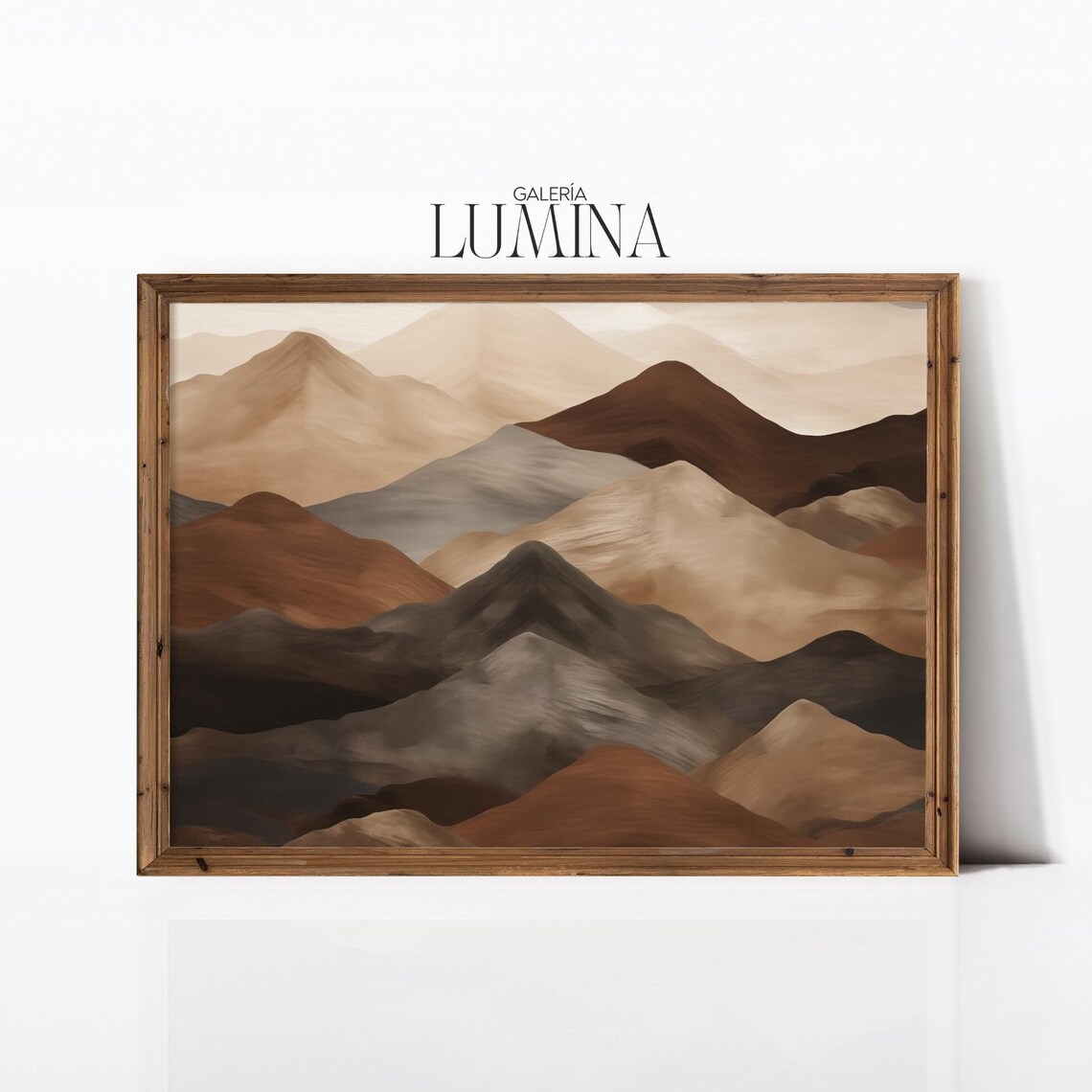 Brown Tones Abstract Mountain Art Print, Contemporary