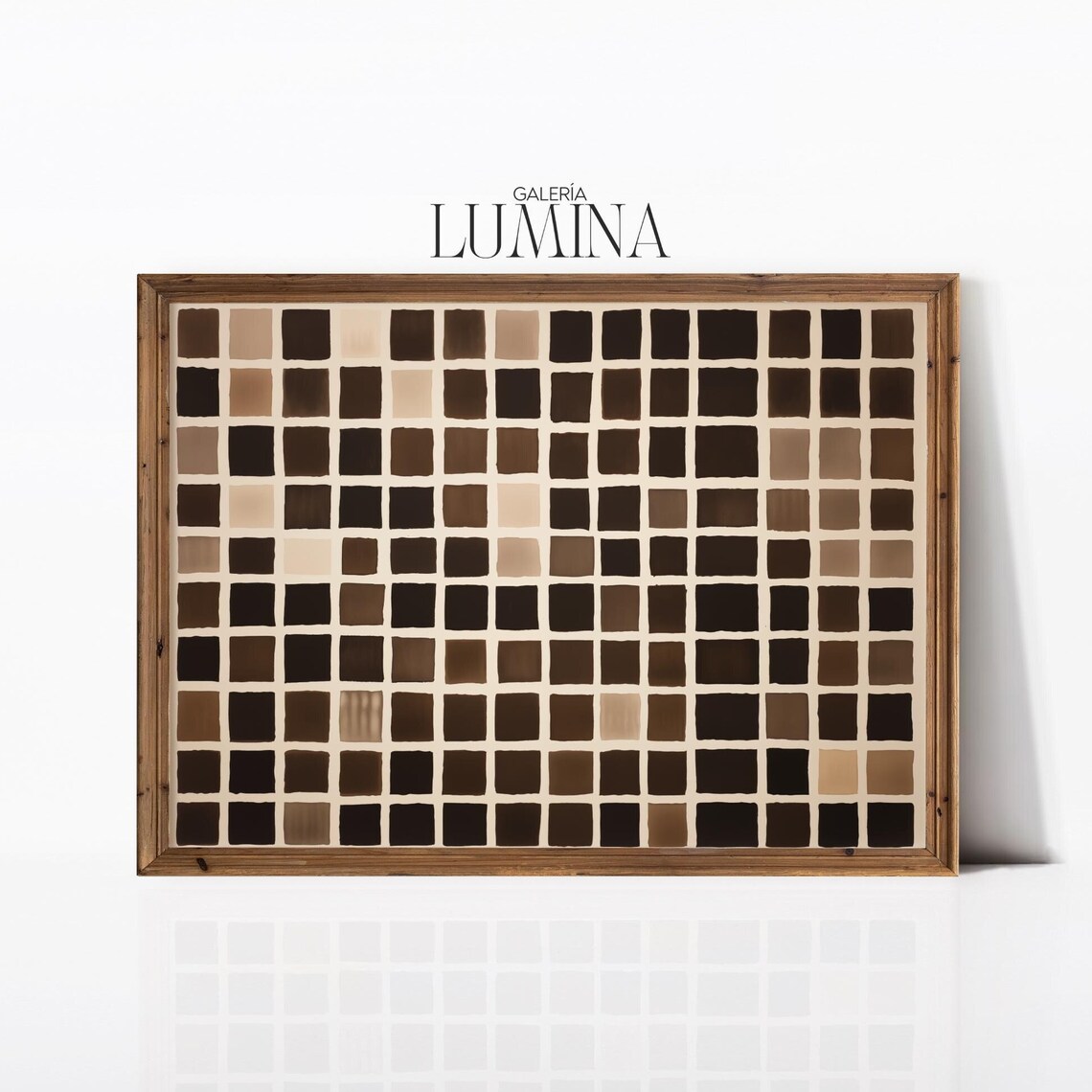 Brown Square Abstract Art Print, Modern Geometric