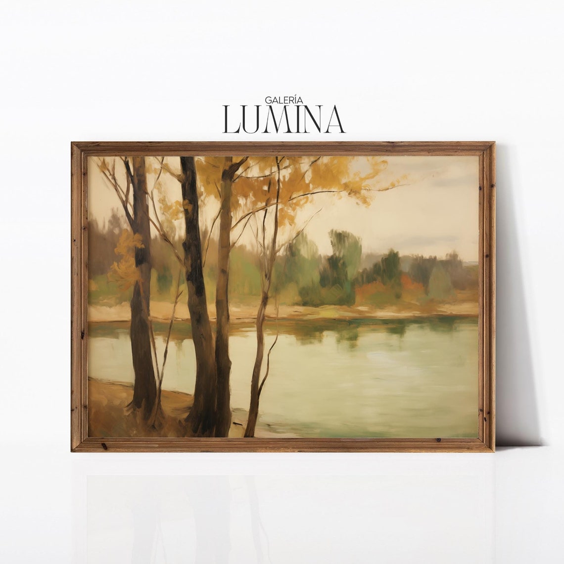 Autumn Trees by the River Impressionist Landscape Painting Poster
