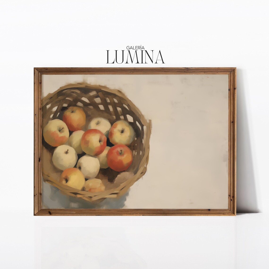 Basket Of Apples Still Life Oil Painting Fruit Still Life Painting Rustic Farmhouse Kitchen Art Print Art Frame Tv Art 514