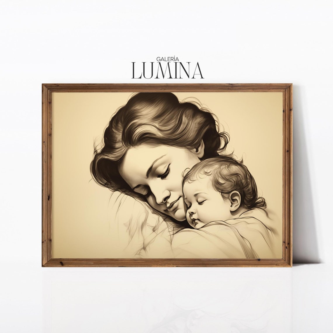 Antique Mother And Child Drawing Vintage Mom And Baby Sketch Neutral Line Drawing Mother Days Gifts Art Frame Tv Art 494