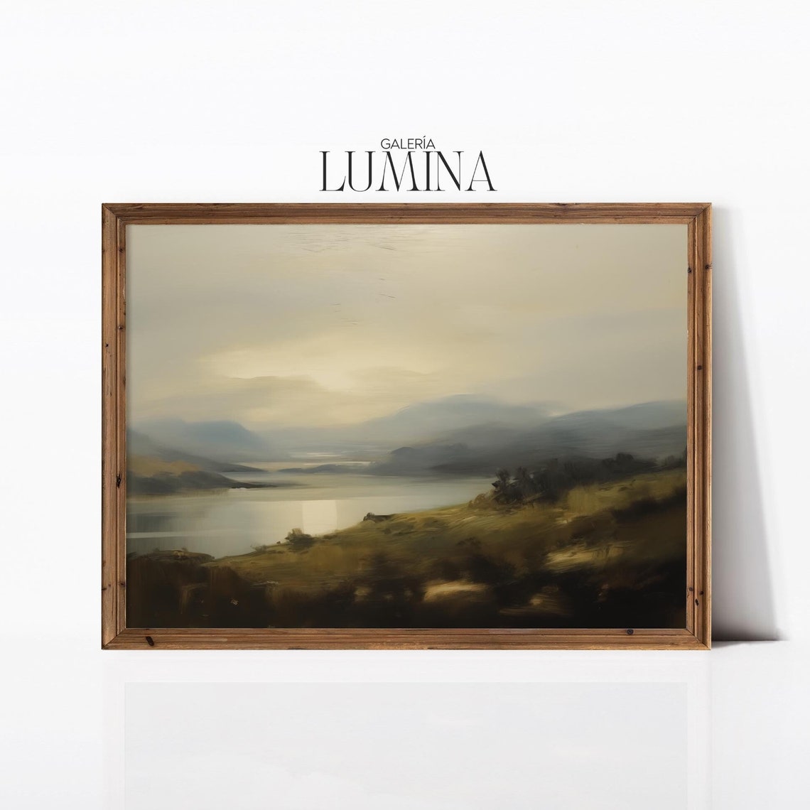 Lake Landscape Oil Painting Antique Rustic Mountain Painting Abstract Muted Colors Landscape Painting Art Frame Tv Art 572