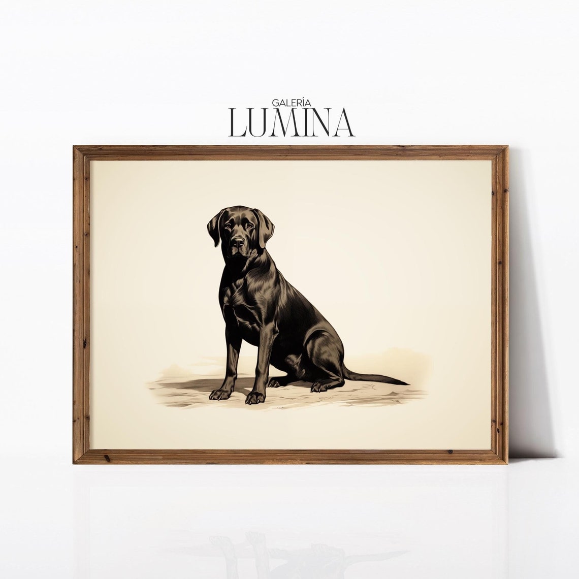 Black Dog Ink Drawing Black Labrador Print Vintage Dog Painting Antique Animal Portrait Dog Sketch Art Frame Tv Art 496