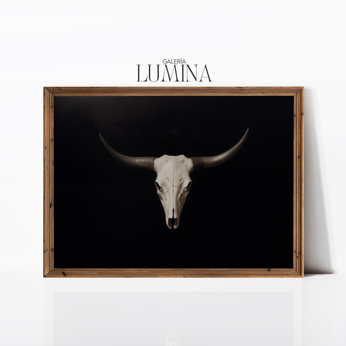 White Longhorn Skull Oil Painting, Western Art Print