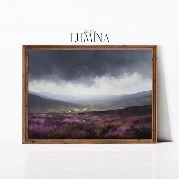Scottish Highland Moors Gouache Painting Moody Moorland Landscape Painting Heathland Scenery Wall Art Art Frame Tv Art 619