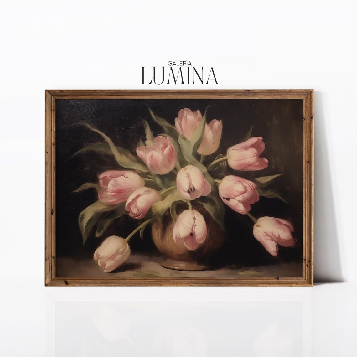 Vintage Pink Tulips, Oil Painting Art Print
