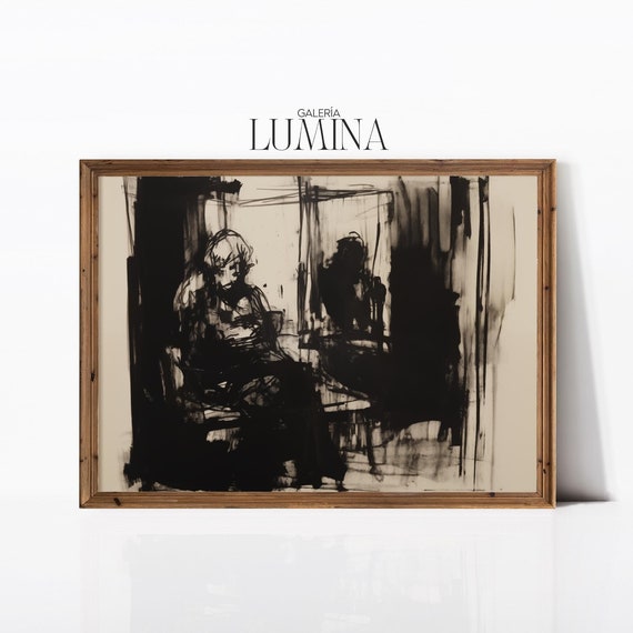 Emotional Depth In Abstract Ink Drawing Expressive Ink Drawing Contemporary Moody Abstract Wall Art Art Frame Tv Art 464