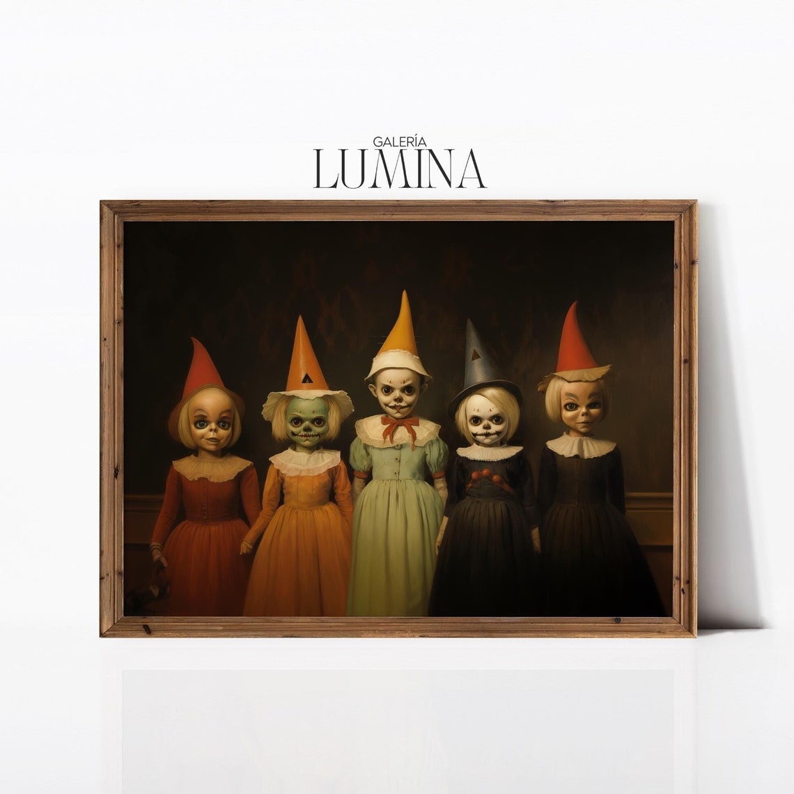 Creepy Children Halloween Painting Vintage Scary Kids Painting Trick Or Treat Halloween Costume Print Art Frame Tv Art 597