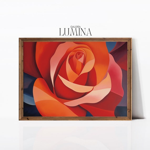 Abstract Red Rose Painting, Modern Floral Art Print