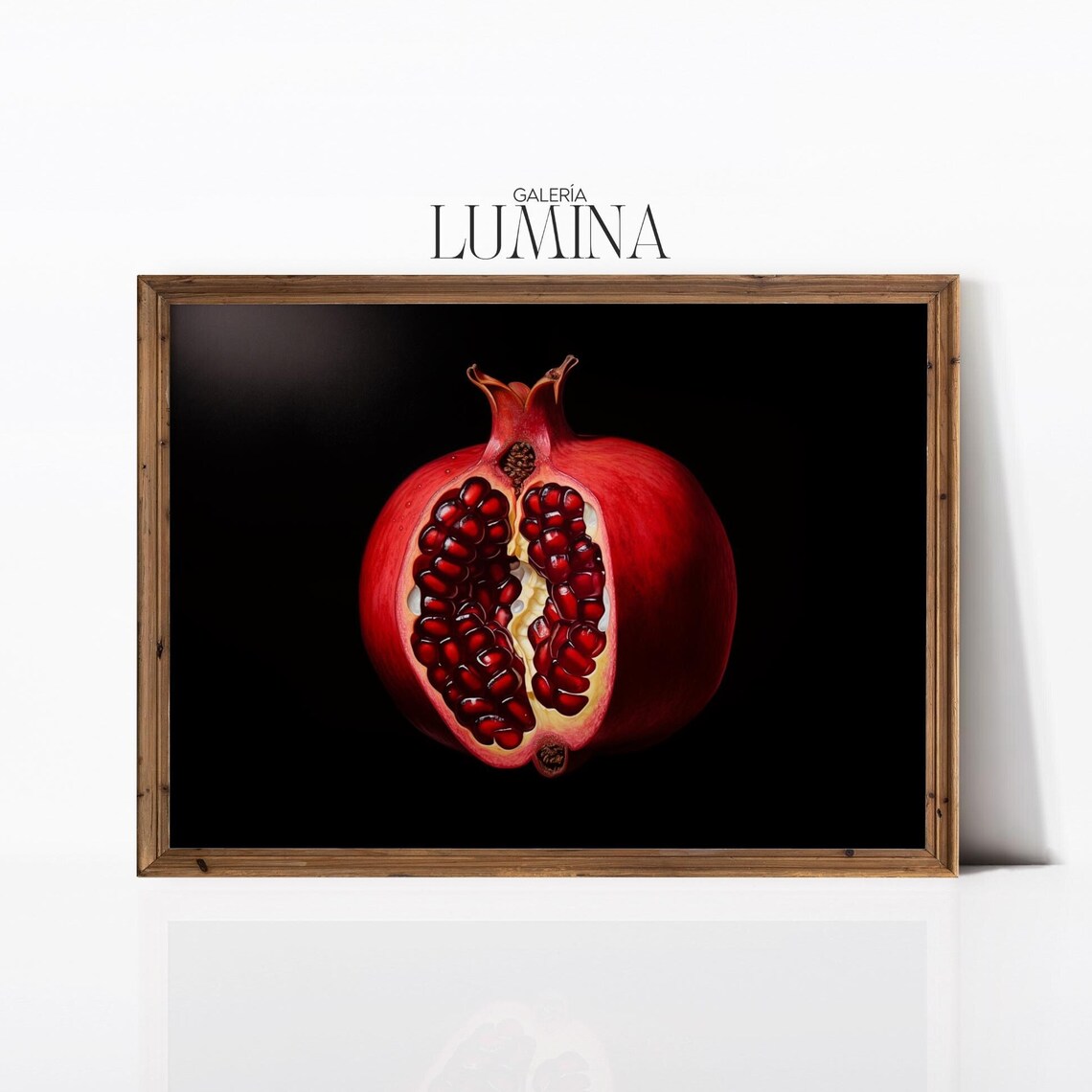 Pomegranate Painting Fruit Still Life Painting Minimalist Pomegranate Fruit Black Background Print Art Frame Tv Art 750