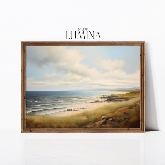 Coastal Painting Beach Landscape Art Ocean Scene Print Nautical Wall Art Minimalist Seascape Artwork Art Frame Tv Art 669