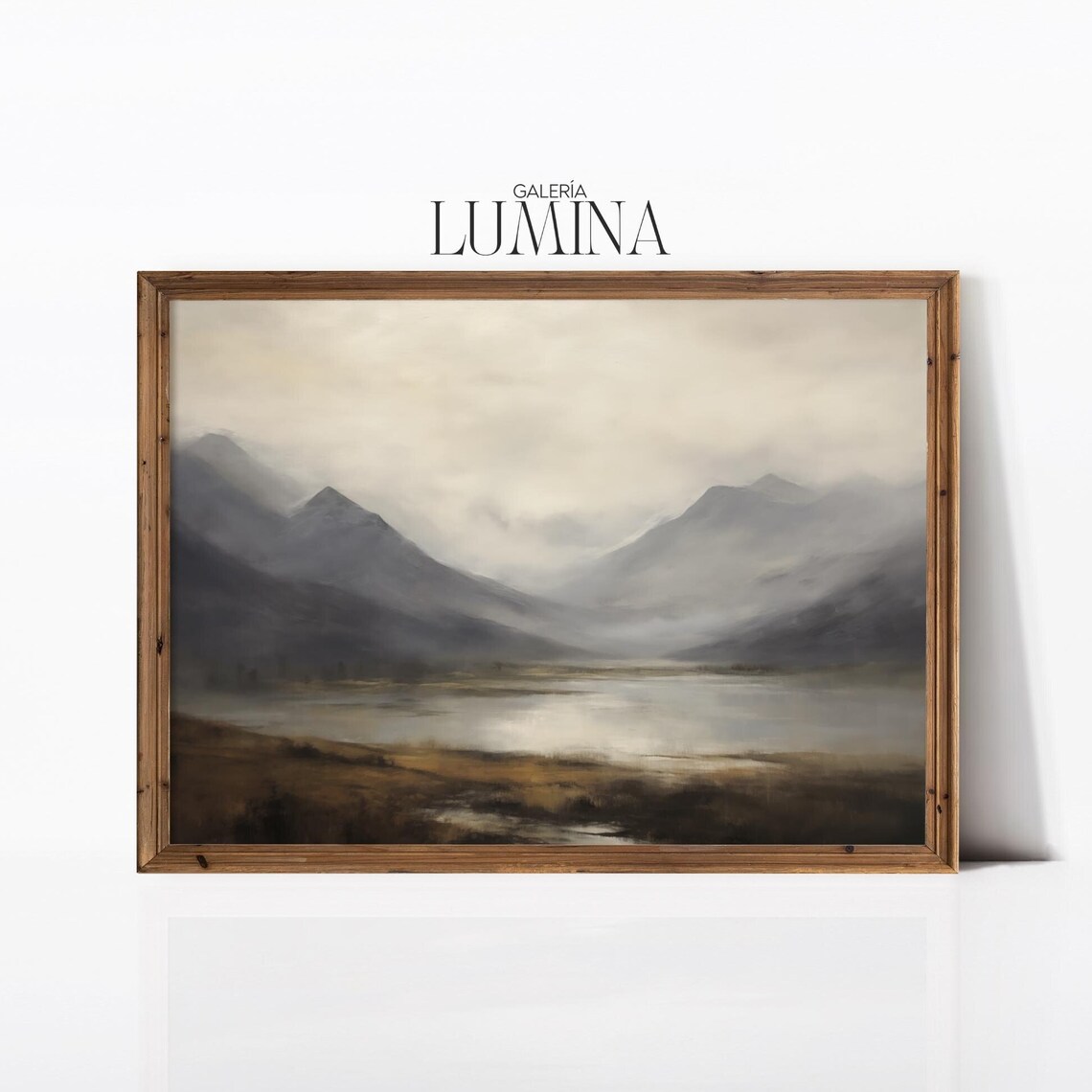 Foggy Scottish Highlands Valley Lake Misty Mountain Oil Poster