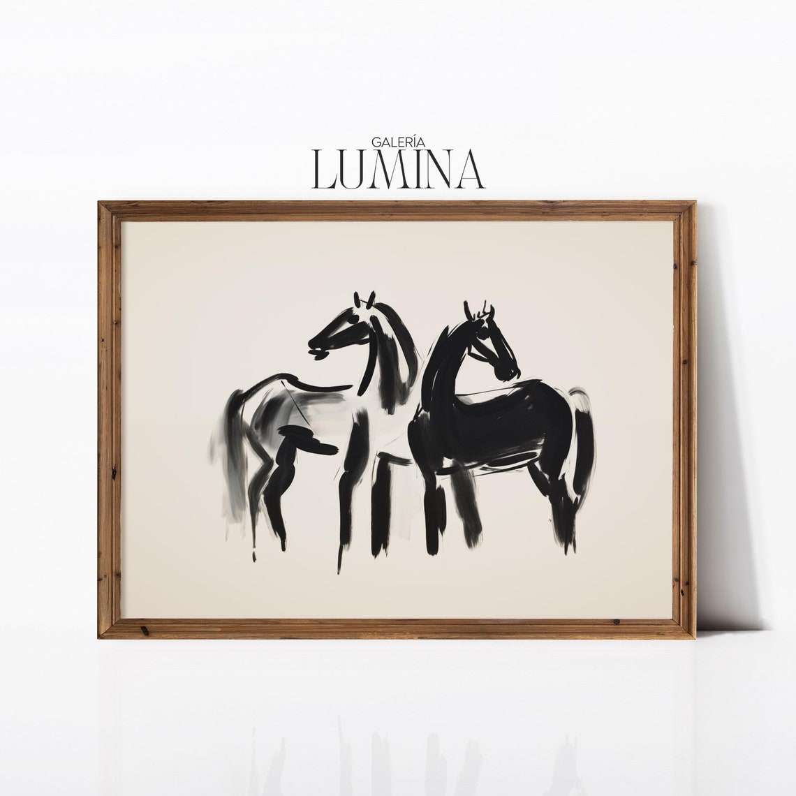 Modern Horse Ink Wash Painting Contemporary Neutral Horse Print Minimalist Abstract Animal Painting Art Frame Tv Art 497