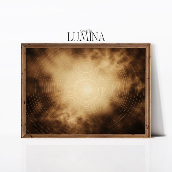 Golden Abstract Concentric Circles Original Artwork Radiant Light Surreal Art Golden Sky Contemporary Art Frame Tv Art 838