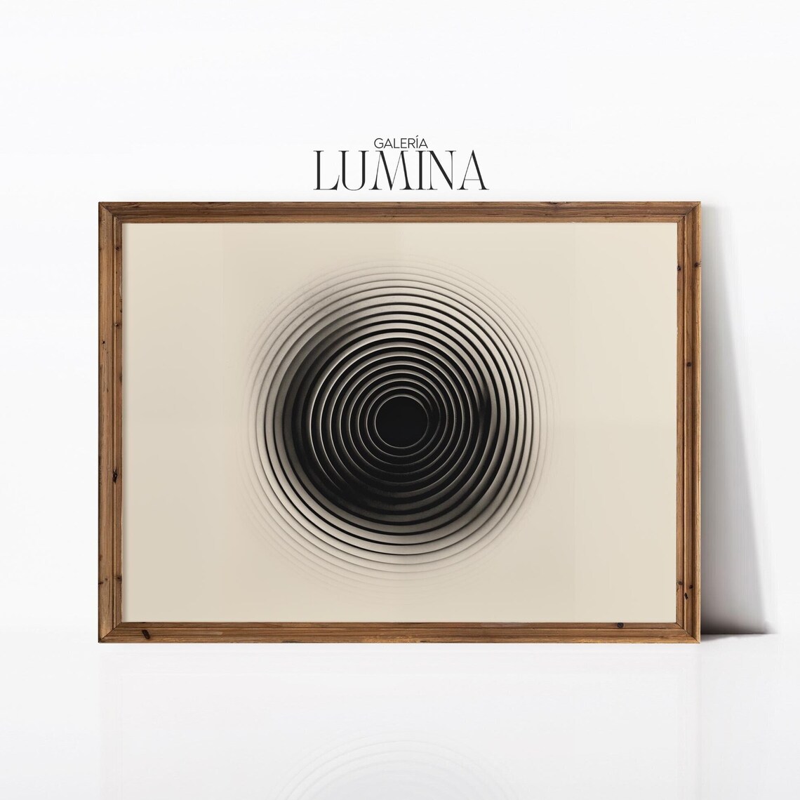 Black and White Concentric Circle Minimal Abstract Art Poster