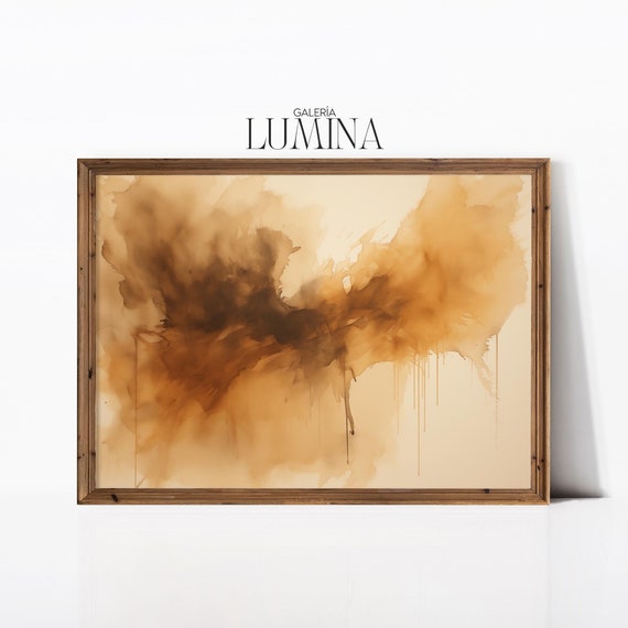 Abstract Brown Watercolor Painting Minimalist Brown Print Eart Tone Wall Art Neutral Watercolor Print Art Frame Tv Art 874