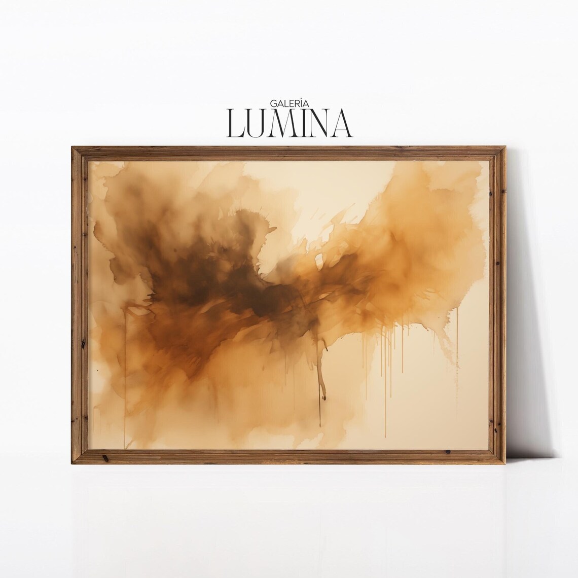 Earthy Brown Abstract Watercolor With Paint Drips Art Poster