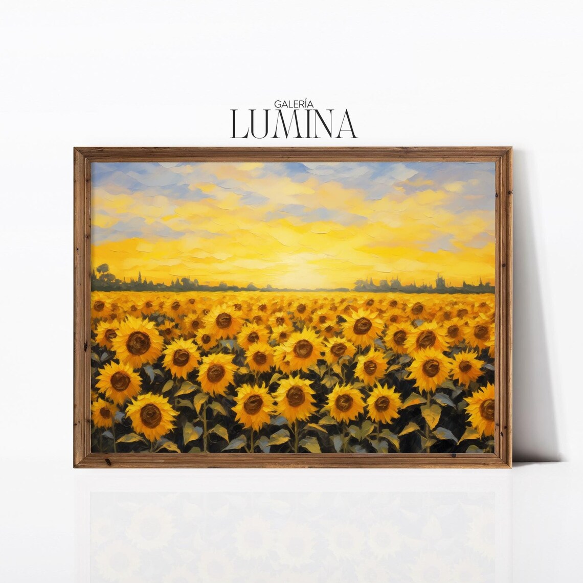 Sunflower Field Impressionist Sunset Summer Landscape Poster