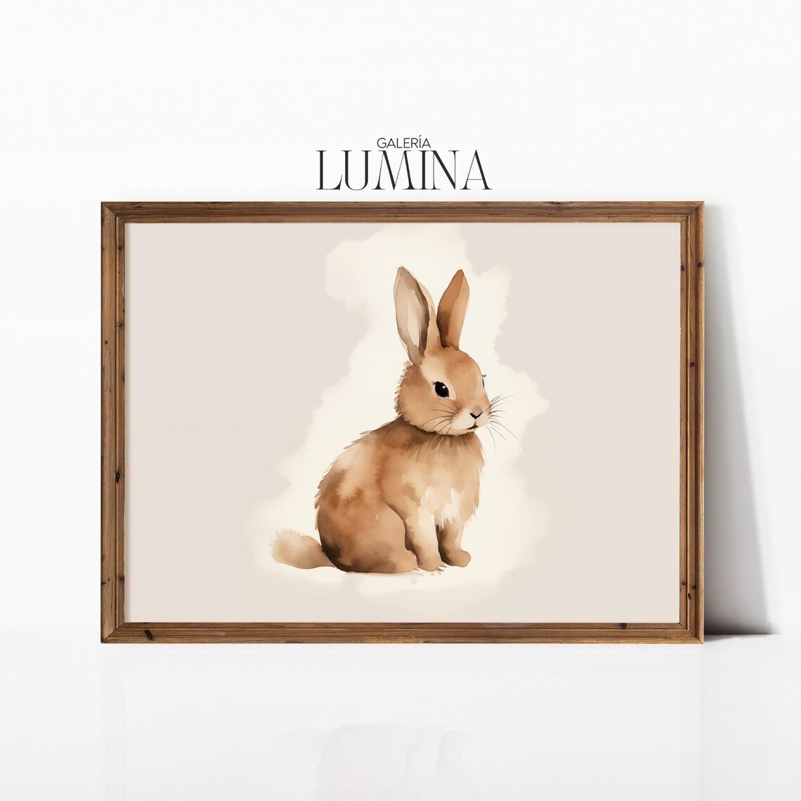Cute Sweet Brown Bunny Rabbit Watercolor Nursery Animal Poster