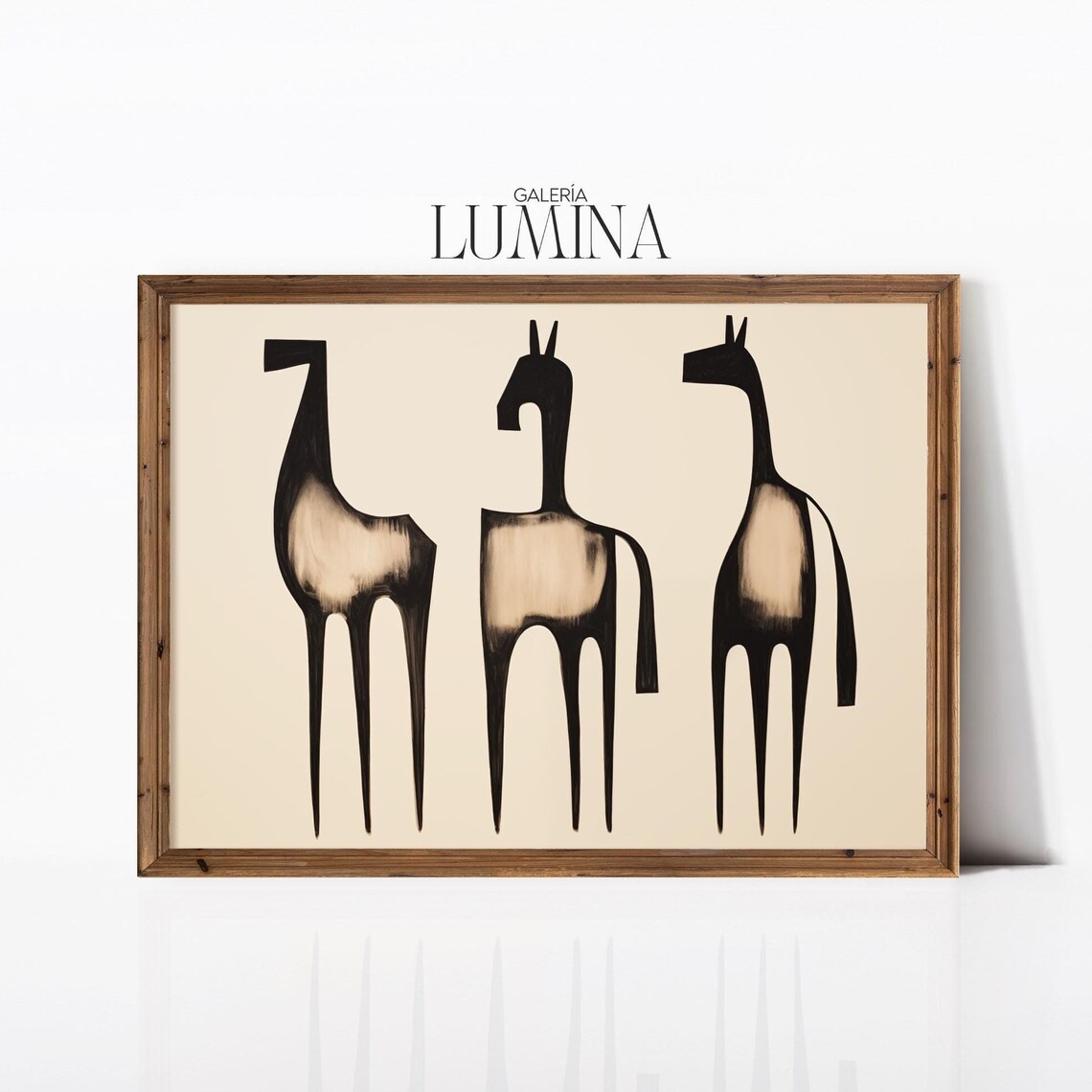 Modern Abstract Horses, Minimalist Contemporary Art Print
