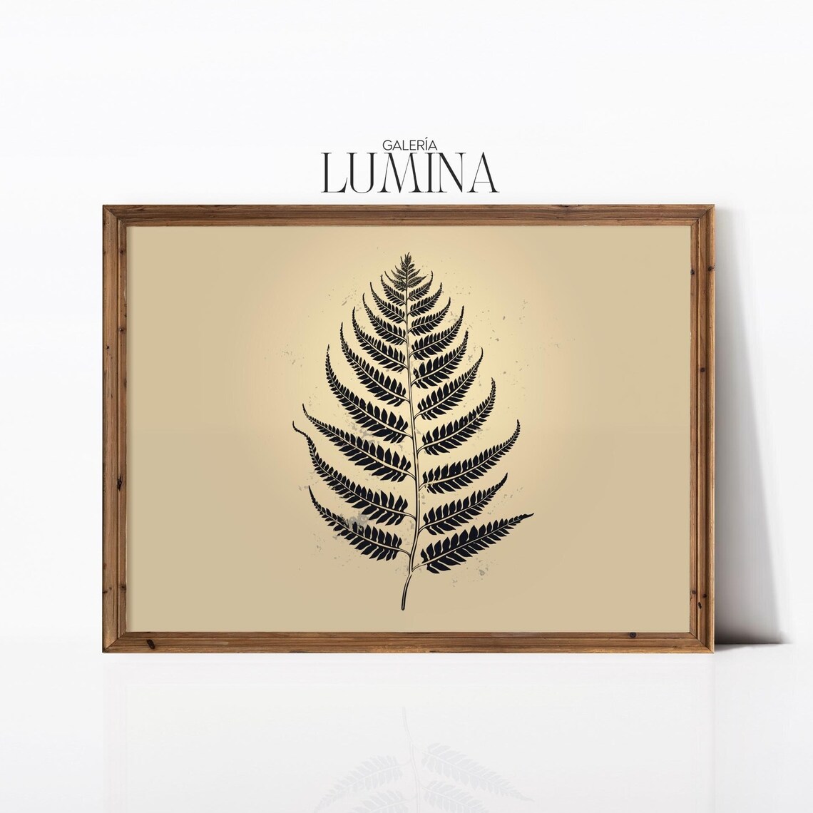 Minimalist Black Fern Leaf Silhouette Botanical Neutral Art Poster