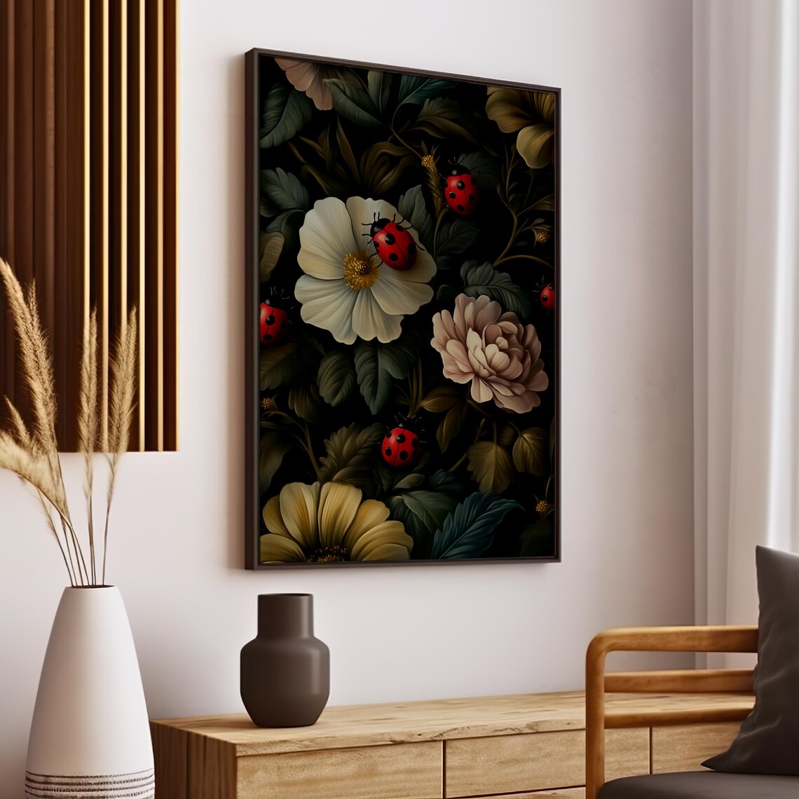 Victorian William Morris Floral Ladybird Art Print - Image 3