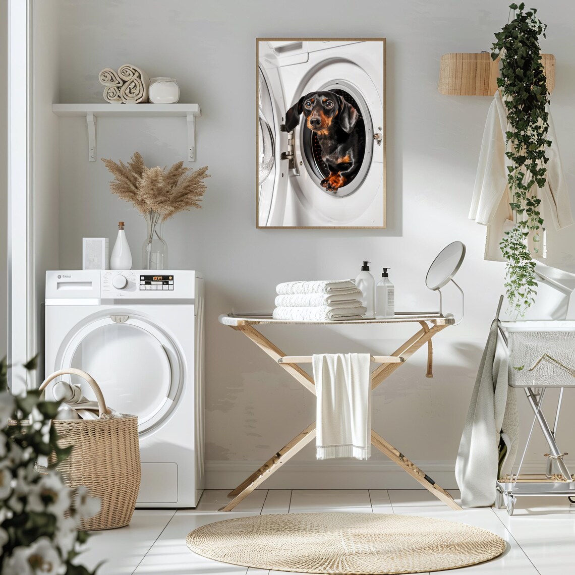 Dachshund in Washing Machine, Funny Laundry Room Art - Image 3