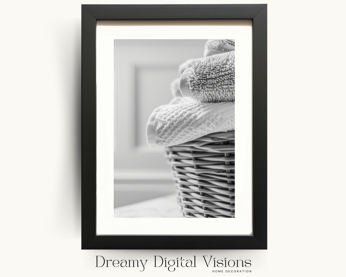Laundry Room Decor, Stacked Towels Basket Art Print
