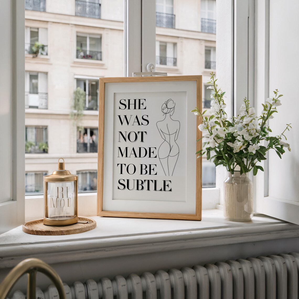 She Was Not Made to Be Subtle Minimalist Line Art Quote Poster - Image 2